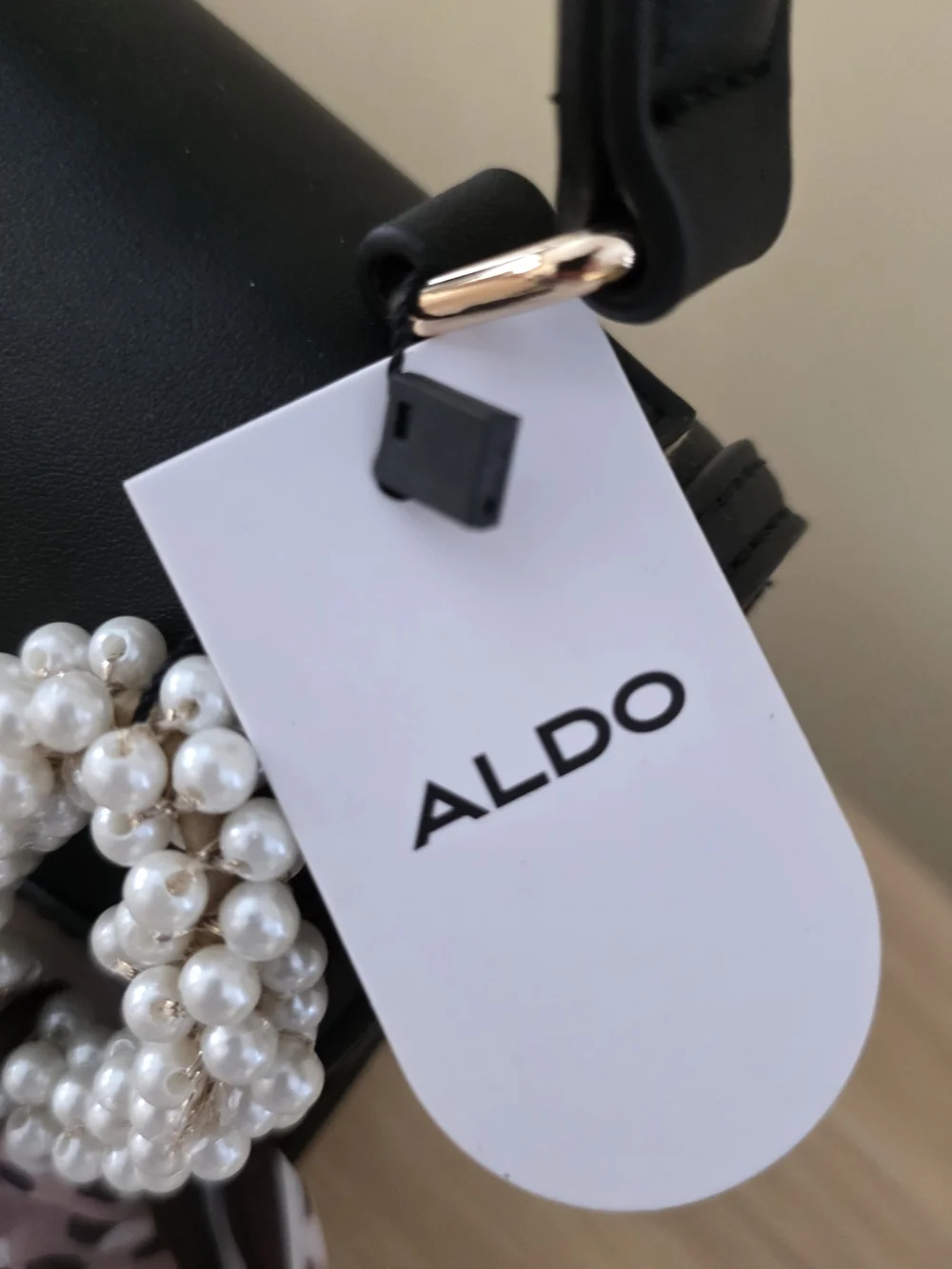 ALDO Two-Tone Top Handle Crossbody W/Pearl Charm & Scarf